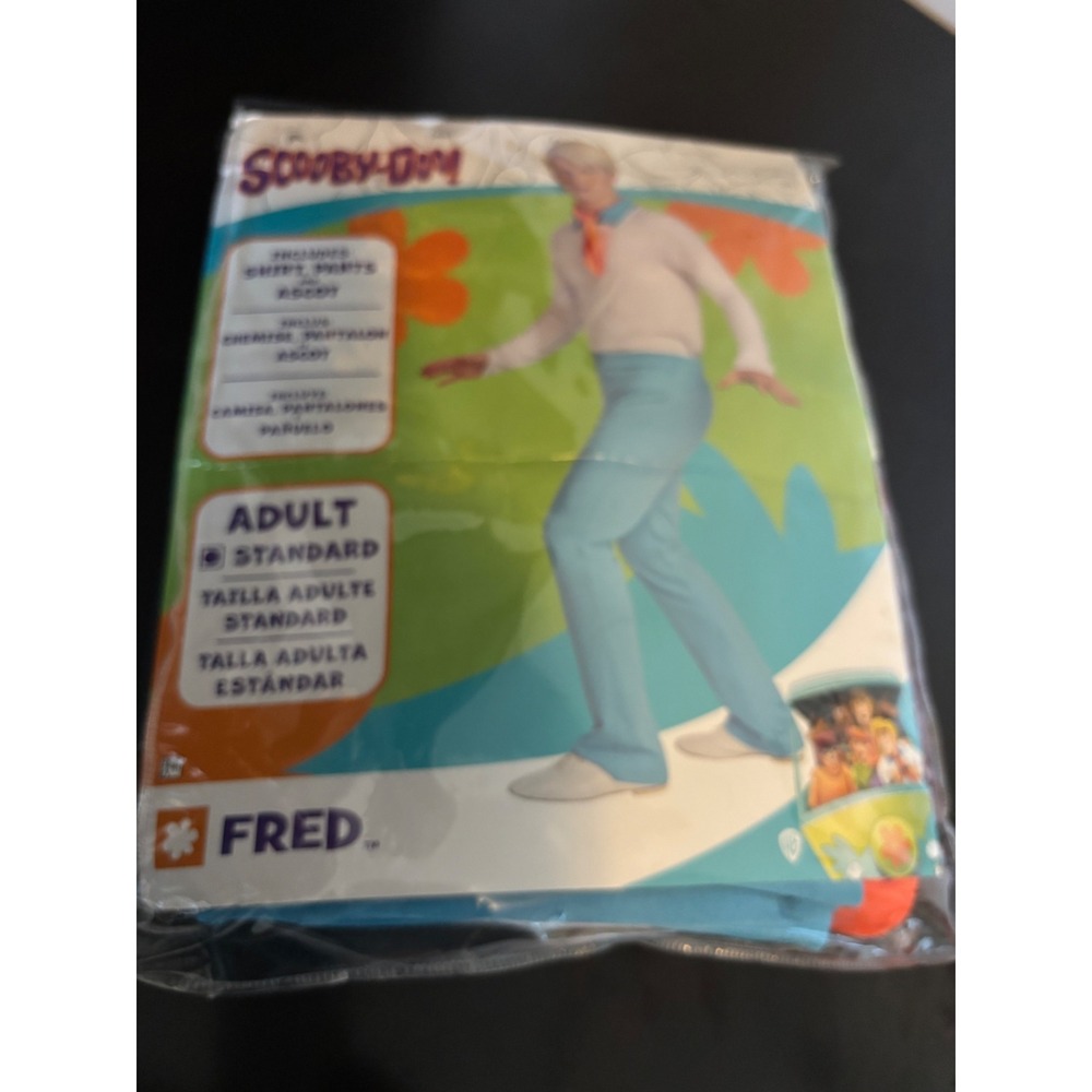 Scooby-Doo Fred Jones Adult Costume Set Shirt Pants Ascot Standard Size